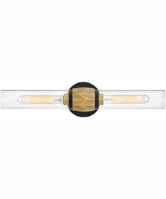 Ellison 2-Light Two Light Vanity in Black with Heritage Brass accents