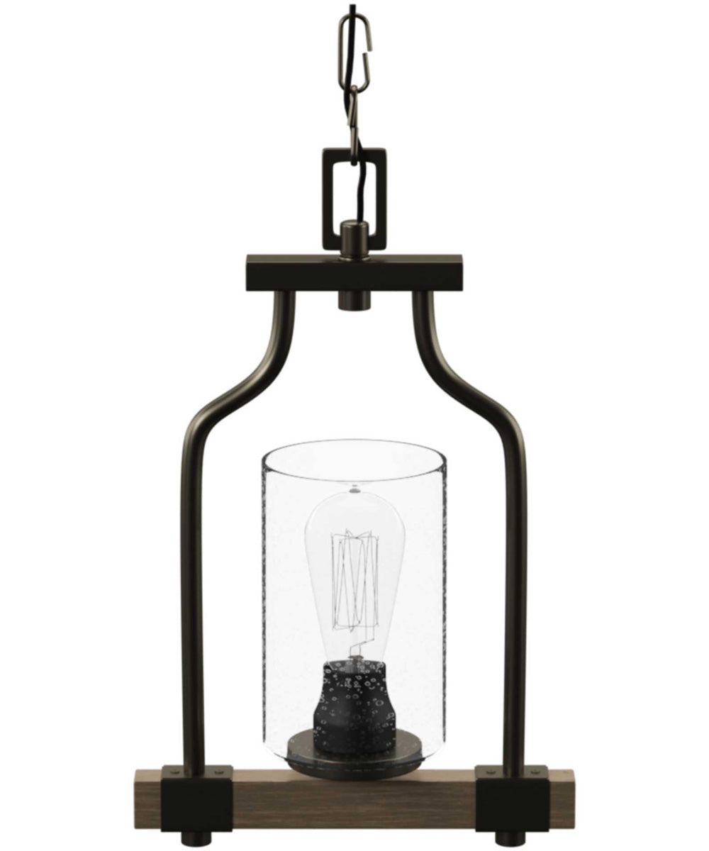 Barnes Mill 1-Light Clear Seeded Glass Farmhouse Mini-Pendant Light Antique Bronze