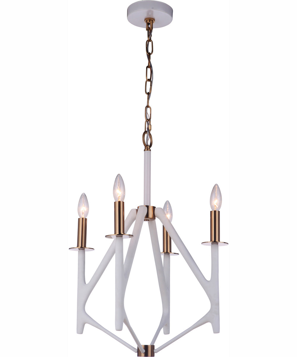 The Reserve 4-Light Foyer Matte White / Satin Brass