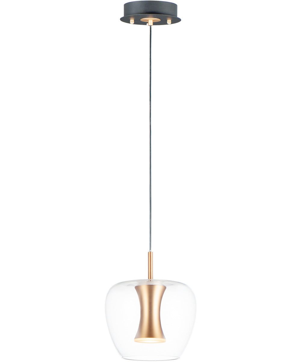 9"W Newton LED 1-Light Pendant Black / Gold