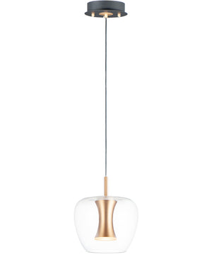 9"W Newton LED 1-Light Pendant Black / Gold