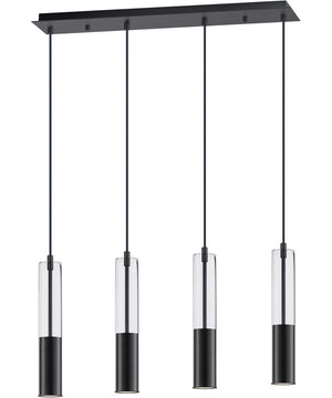 Torch LED 4-Light Linear Pendant Black