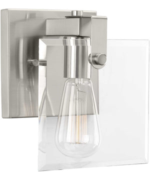 Glayse 1-Light Clear Glass Luxe Bath Vanity Light Brushed Nickel