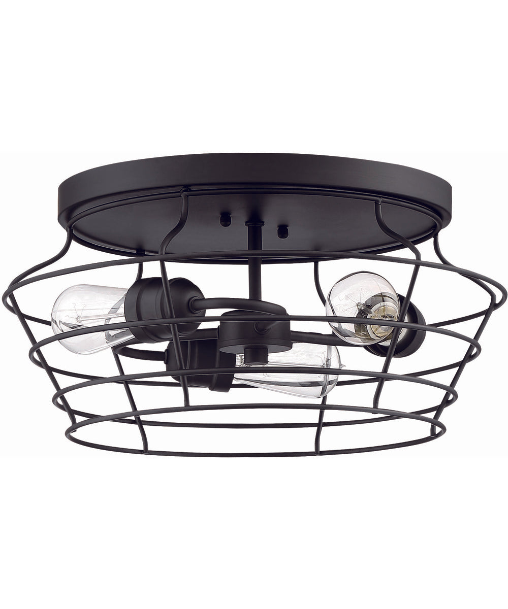 Thatcher 3-Light Flushmount Flat Black