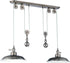 38"W 2-Light Pulley Pendant Light Tarnished Silver
