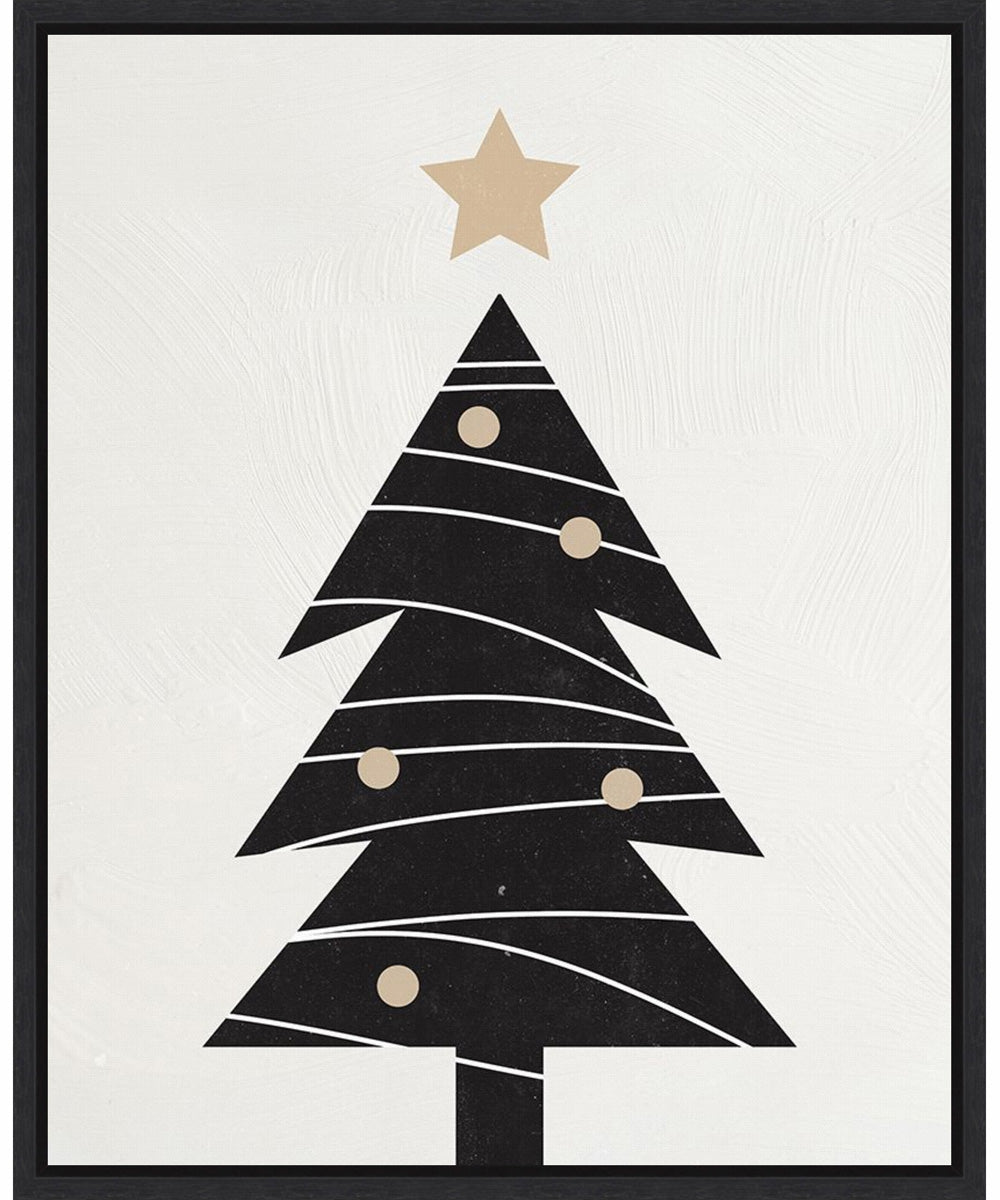 Framed Modern Christmas Tree I by Nina Blue Canvas Wall Art Print (23  W x 28  H), Sylvie Black Frame
