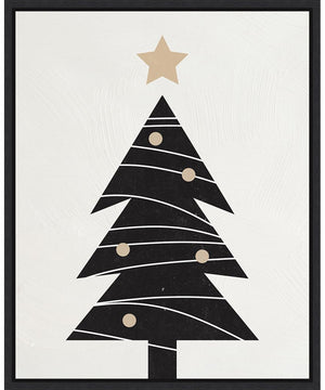 Framed Modern Christmas Tree I by Nina Blue Canvas Wall Art Print (23  W x 28  H), Sylvie Black Frame