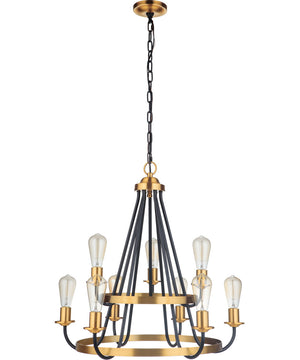 Randolph 9-Light Chandelier Flat Black/Satin Brass