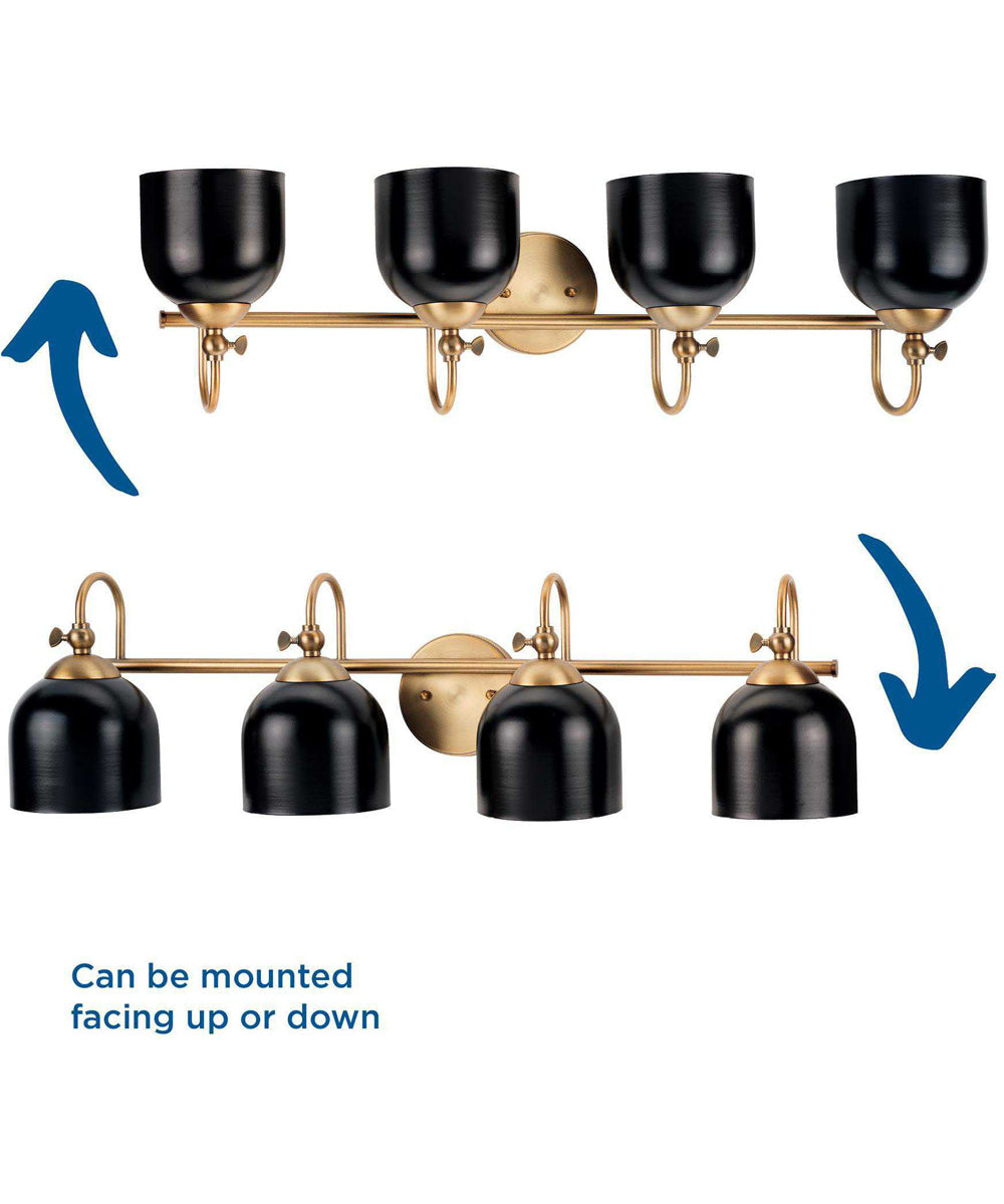 Dalton 4-Light Farmhouse Metal Shade Bath Vanity Light Vintage Brass