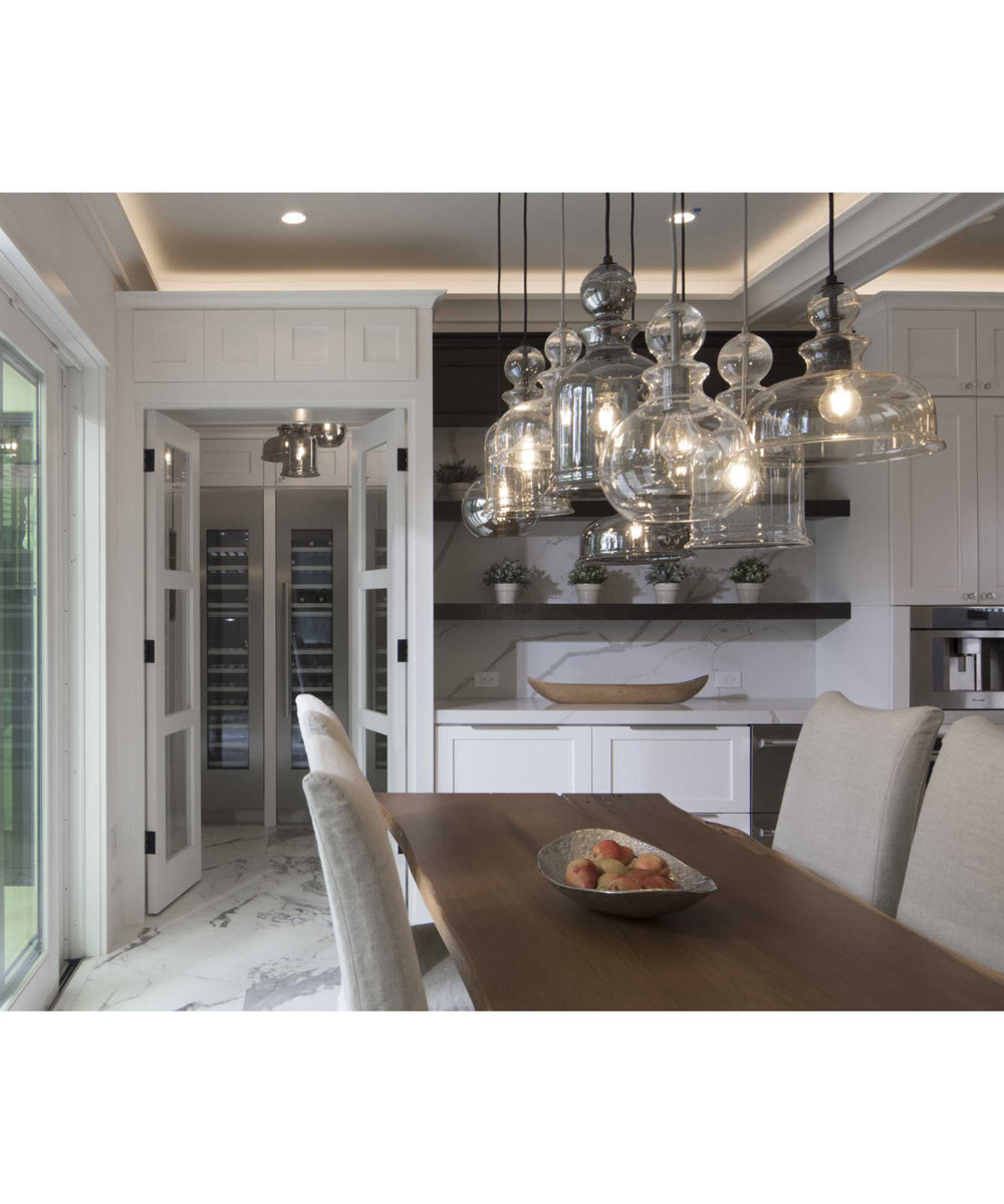 Staunton 1-Light Clear Glass Global Pendant Light Brushed Nickel