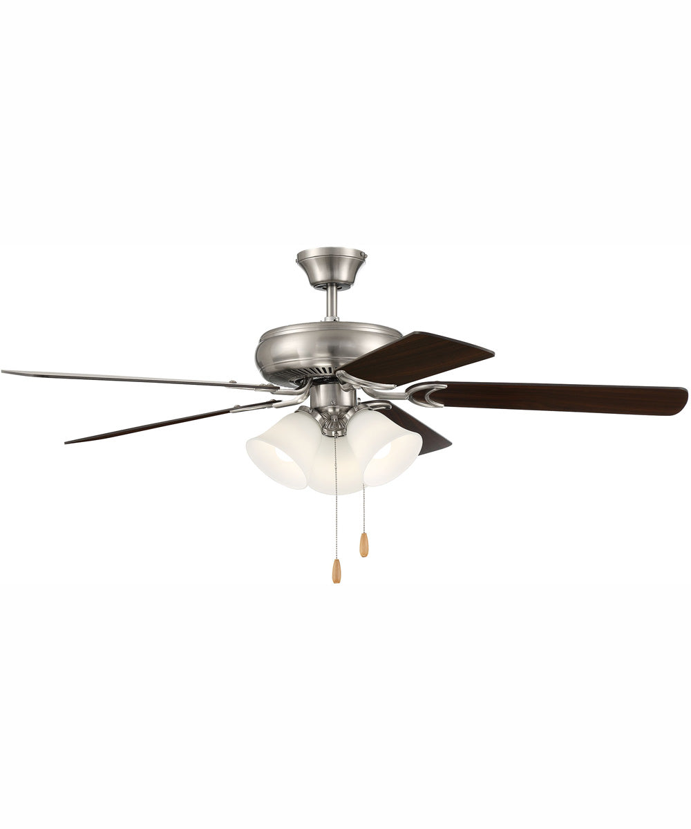 52" Decorator's Choice 3-Light Ceiling Fan Brushed Polished Nickel
