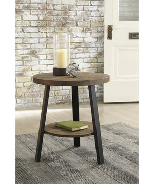 Chanzen Round End Table Brown/Black