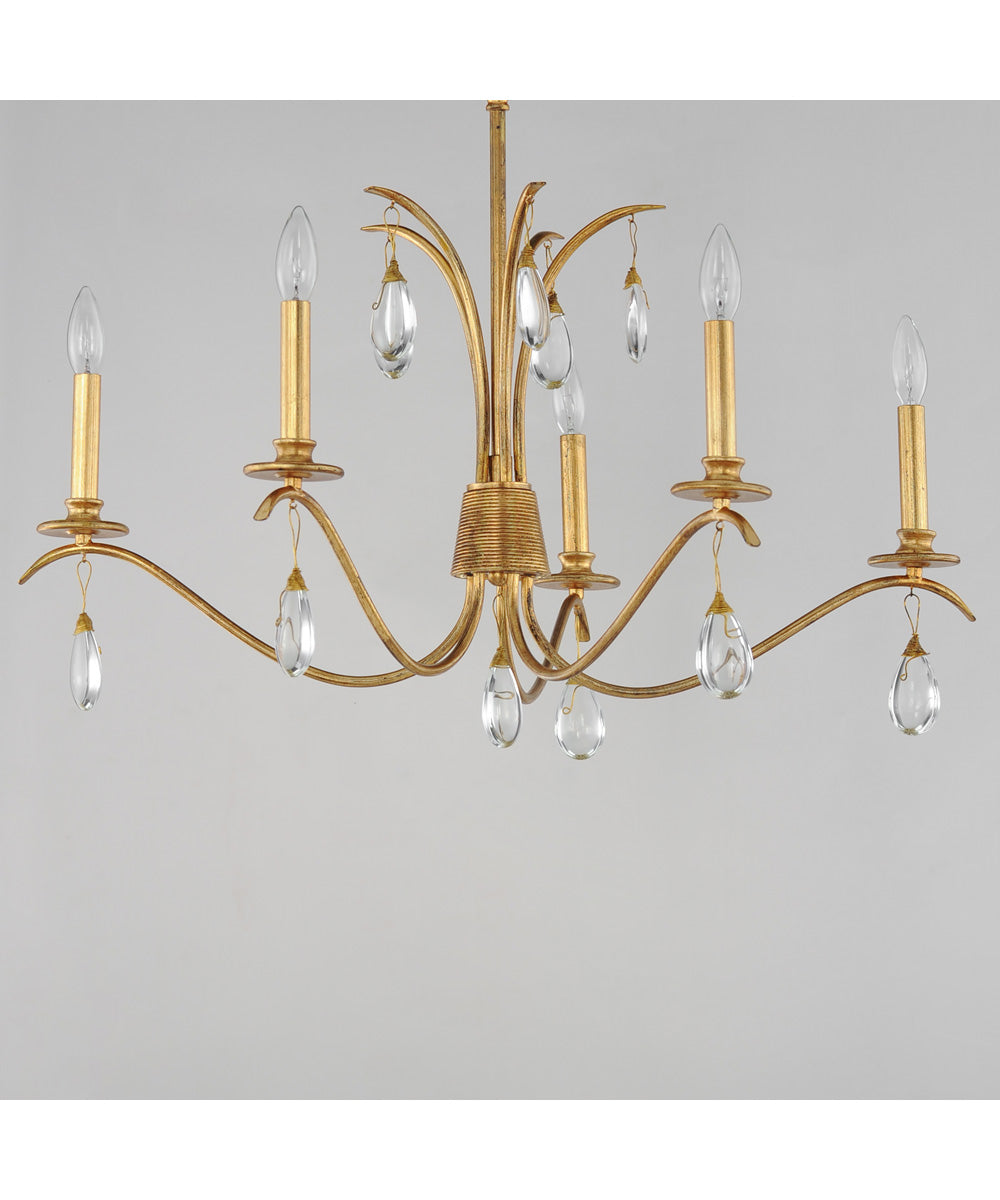 Eden 5-Light Chandelier Charcoal Gold Leaf