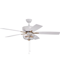52" Pro Plus 101 2-Light Ceiling Fan (Blades Included) White/Satin Brass