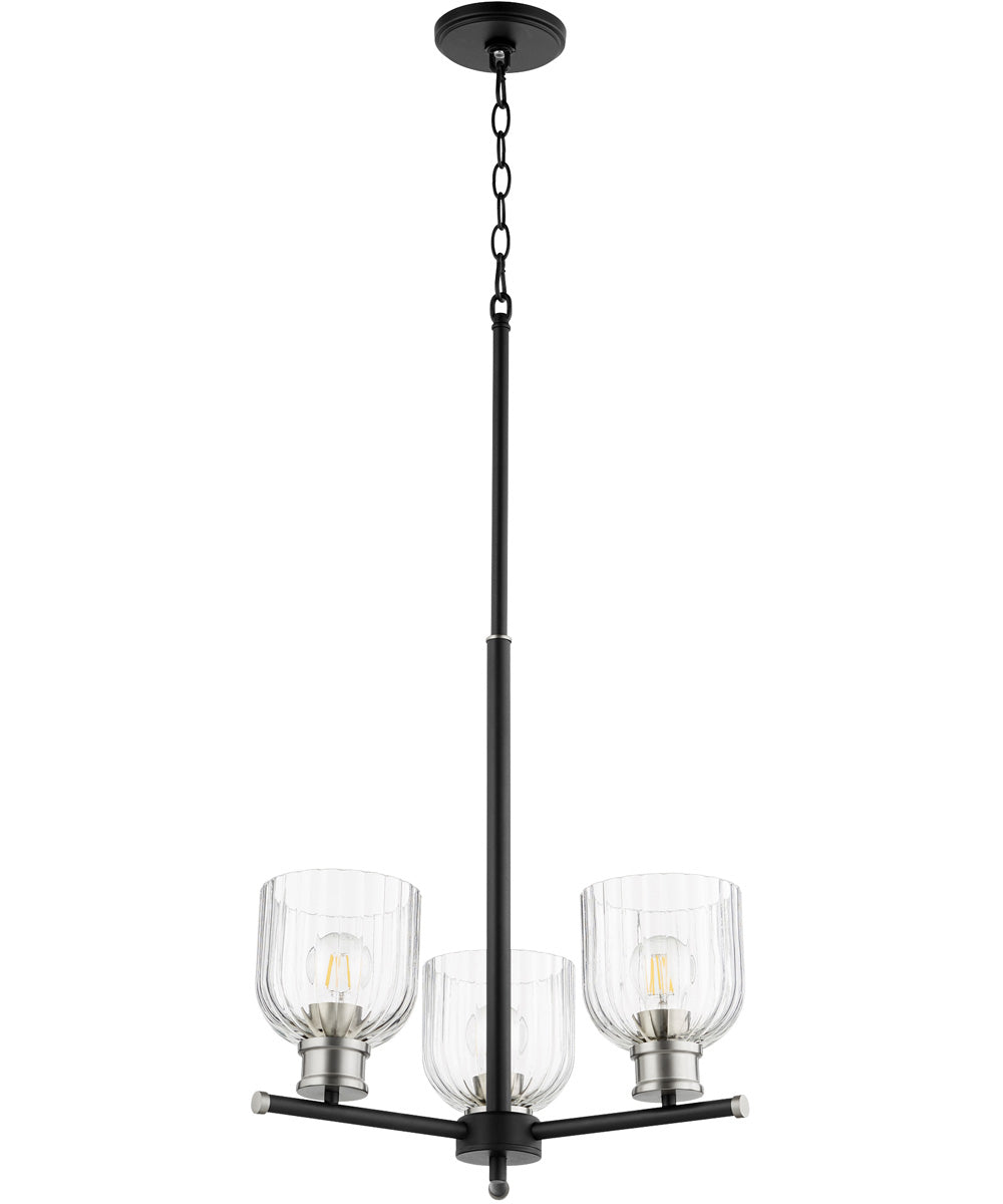 Monarch 3-light Chandelier Noir w/ Satin Nickel
