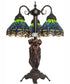 23" High Tiffany Hanginghead Dragonfly 3 Light Table Lamp