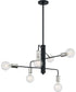 25"W Ryder 6-Light Chandelier Black / Polished Nickel