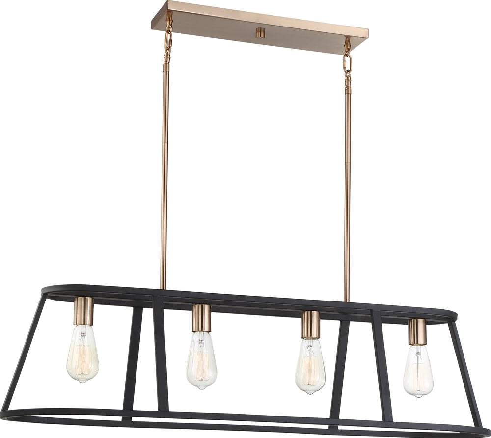 40"W Chassis 4-Light Pendant Copper Brushed Brass / Matte Black