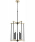 Silva 5-light Entry Foyer Hall Chandelier Textured Black w/ Weathered Oak Finish