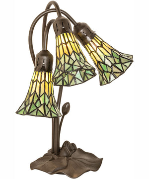 16" High Stained Glass Pond Lily 3 Light Accent Lamp
