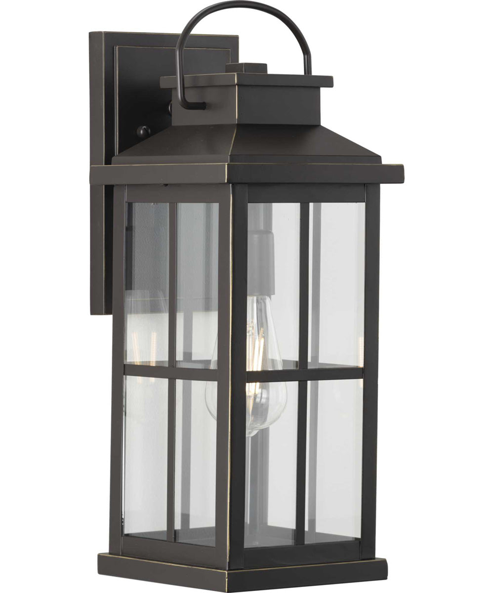 Williamston 1-Light Clear Glass Transitional Style Large Outdoor Wall Lantern Antique Bronze