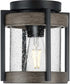 Whitmire  1-Light with Aged Oak Accents Clear Seeded Glass Farmhouse Outdoor Ceiling Mount Light Matte Black