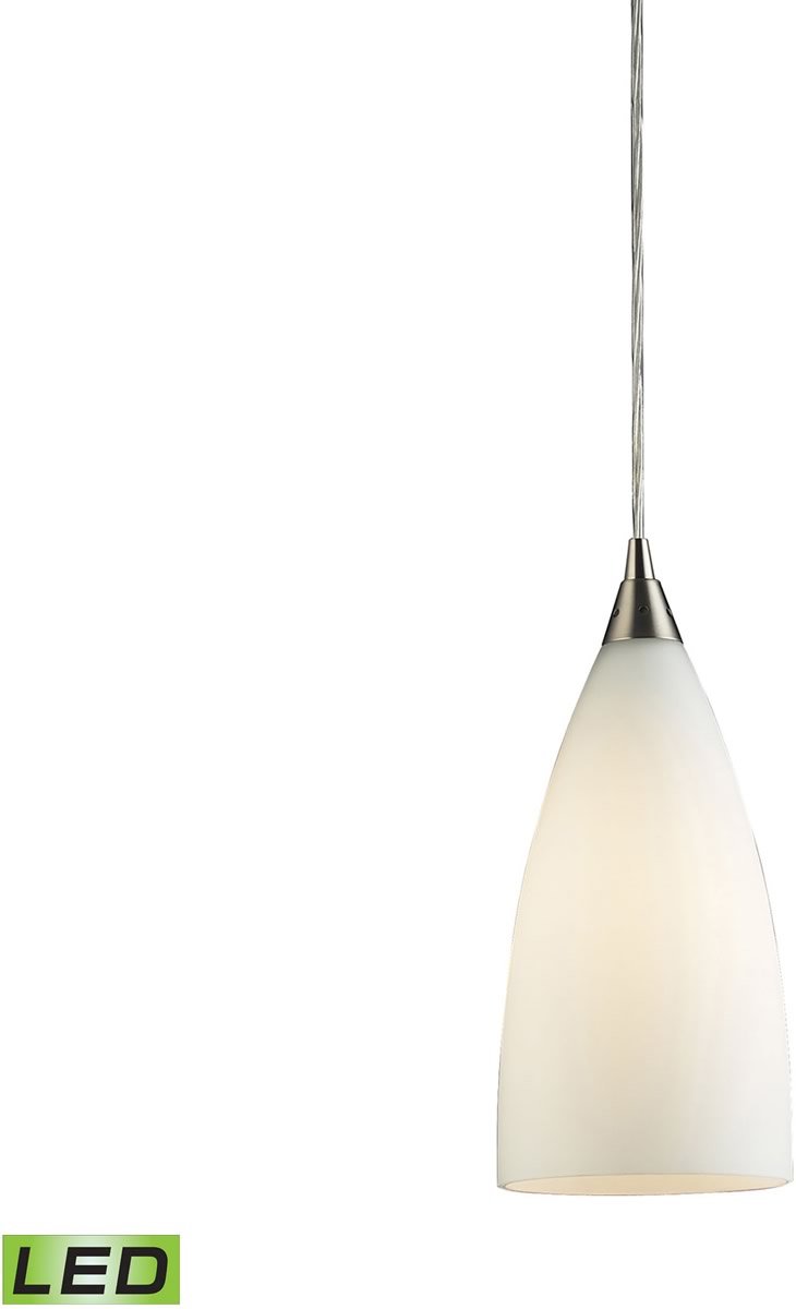 5"W Vesta 1-Light LED Pendant Satin Nickel/White Glass