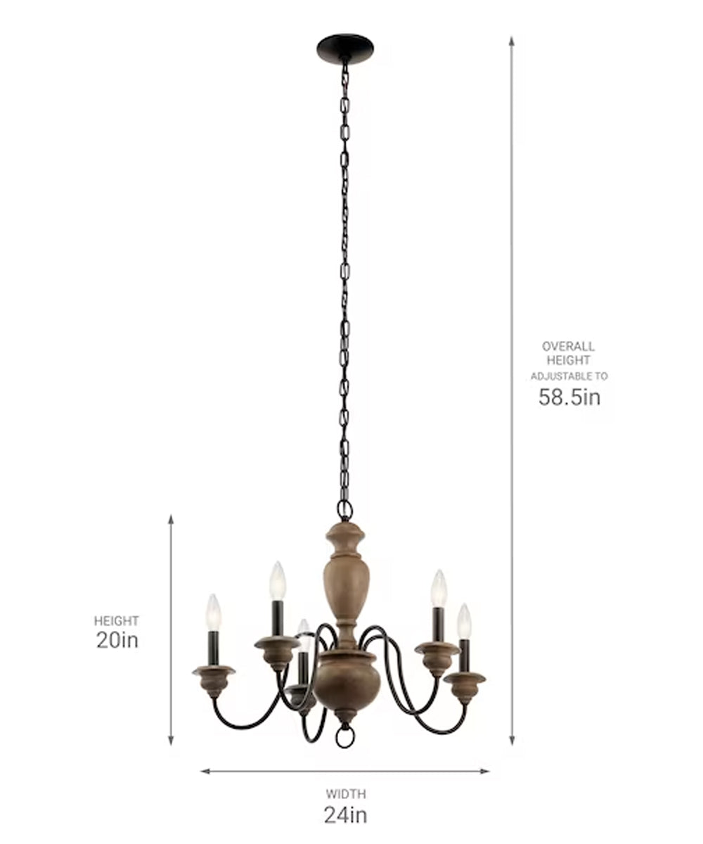 Beulah 21"H 5Light Chandelier by Kichler Olde Bronze with Faux Pine