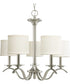 Inspire 5-Light Off-White Linen Shade Traditional Chandelier Light Brushed Nickel
