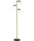 Colinton 3-Light 3-Light Floor Lamp Antique Brass/Black/Clear Glass Shade
