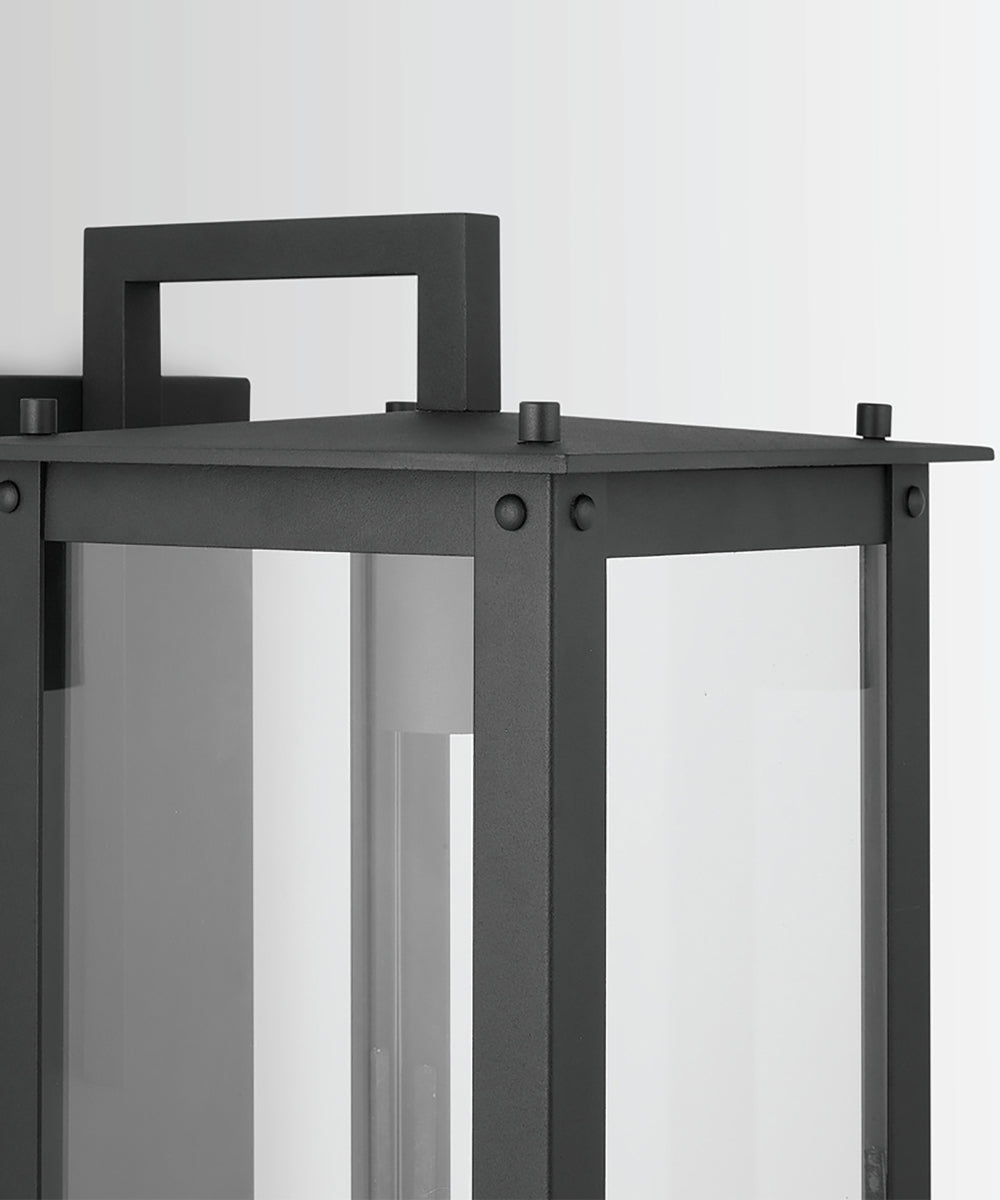 Hunt 1-Light Outdoor Wall Mount Rain or Shine - Black with Clear Glass