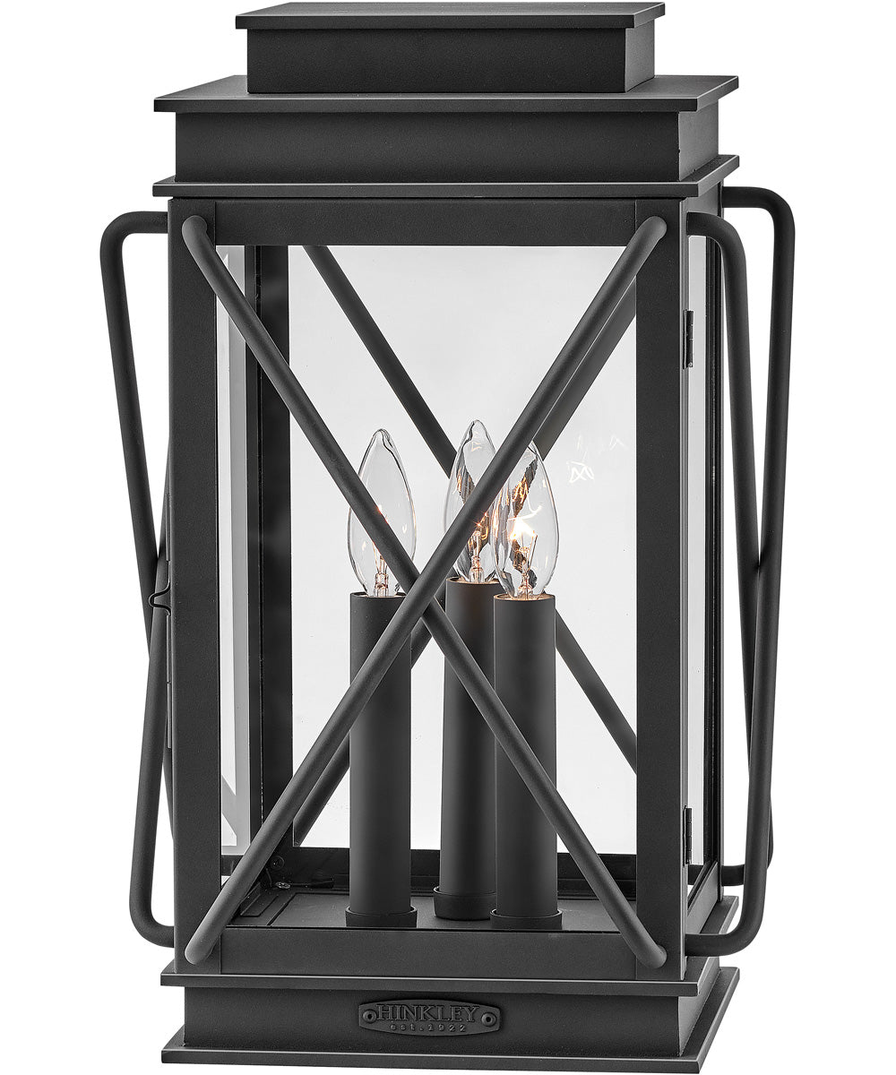 Montecito 3-Light Medium Pier Mount Outdoor Lantern in Museum Black