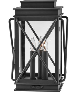 Montecito 3-Light Medium Pier Mount Outdoor Lantern in Museum Black