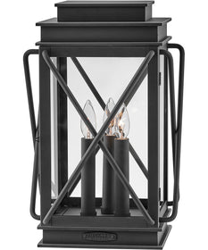 Montecito 3-Light Medium Pier Mount Outdoor Lantern in Museum Black