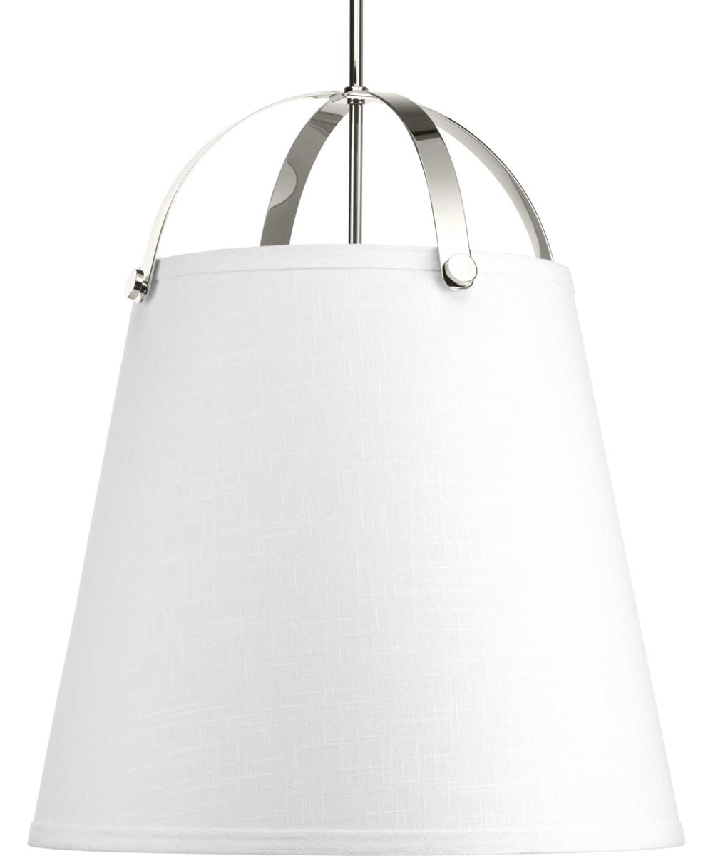 Galley 3-Light Linen Shade Coastal Pendant Light Polished Nickel