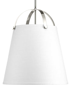 Galley 3-Light Linen Shade Coastal Pendant Light Polished Nickel