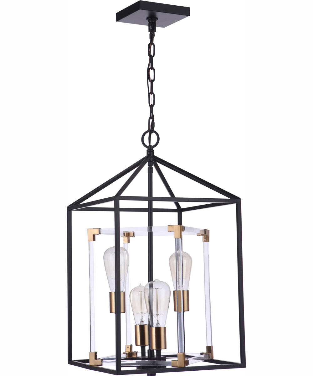 Aaron 4-Light Foyer Flat Black/Satin Brass