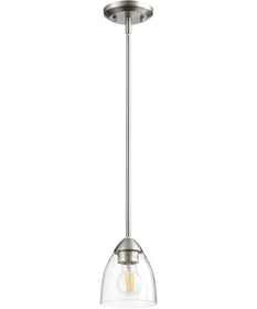 6"W Barkley 1-light Pendant Satin Nickel w/ Clear/Seeded
