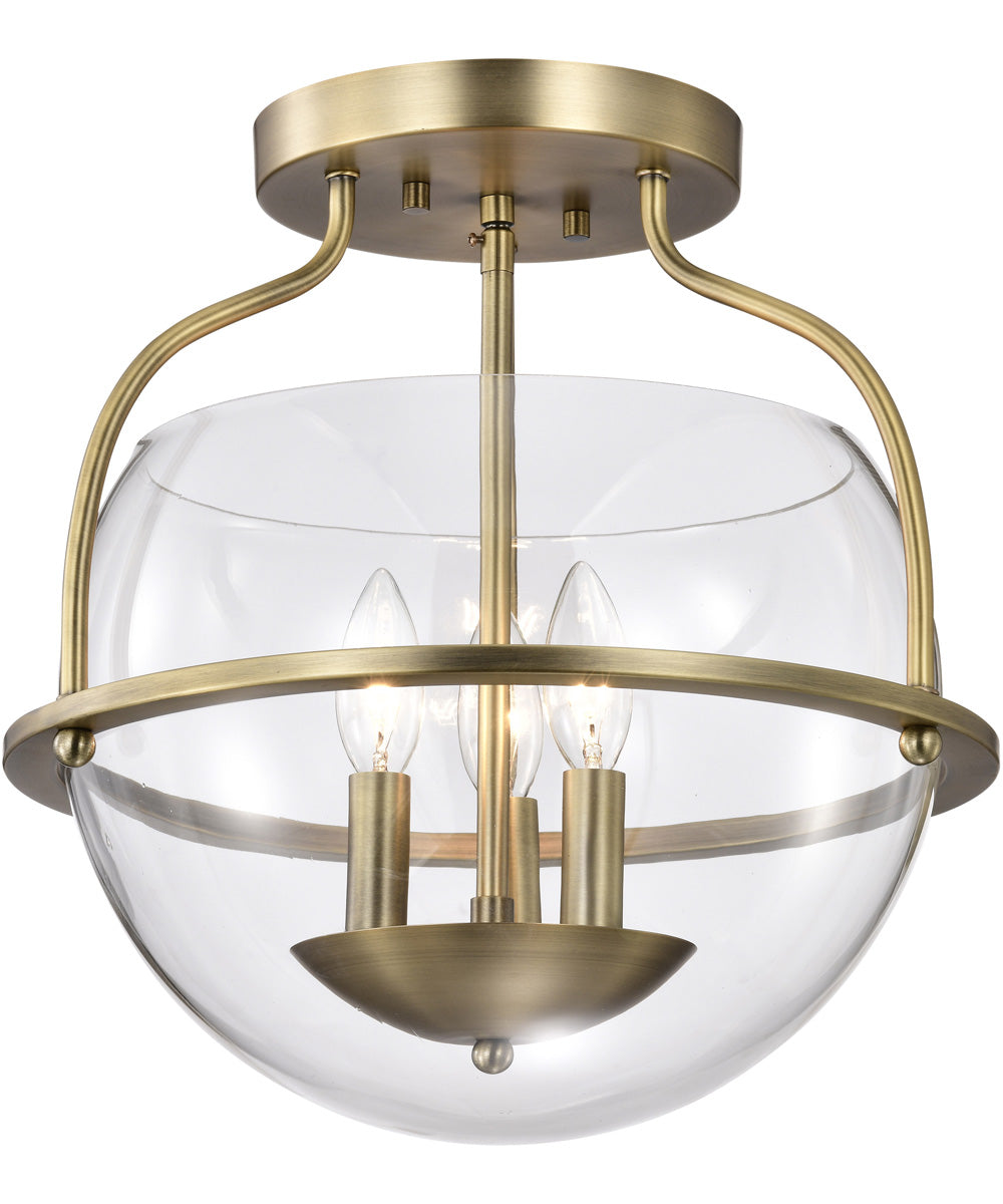 Amado 3-Light Close-to-Ceiling Vintage Brass
