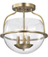 Amado 3-Light Close-to-Ceiling Vintage Brass