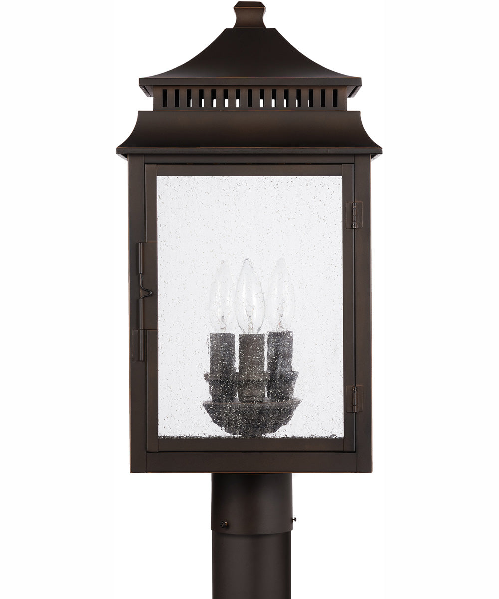 Sutter Creek 3-Light Outdoor Post-Lantern Rain or Shine - Oiled Bronze