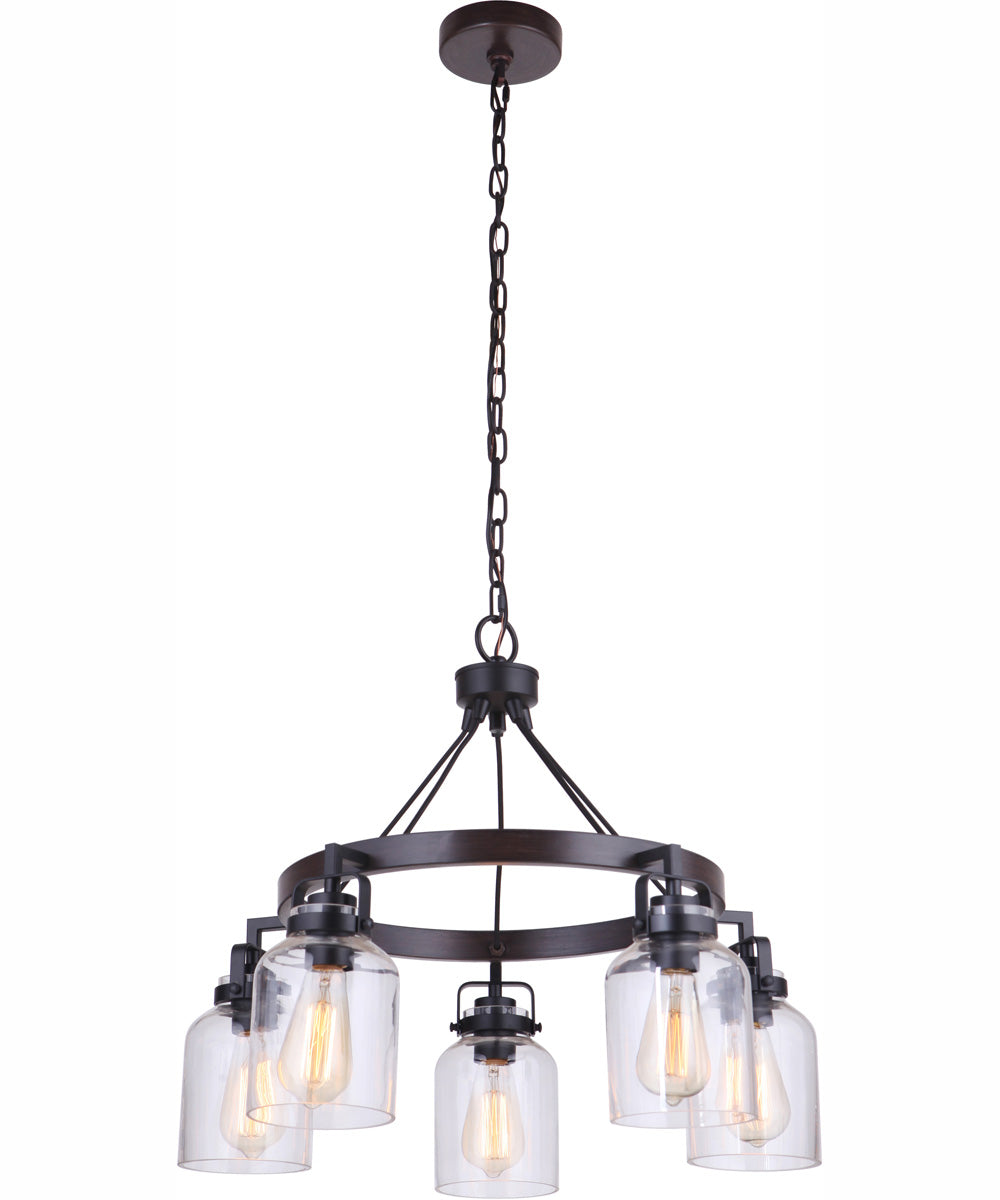 Foxwood 5-Light Chandelier Flat Black/Dark Teak