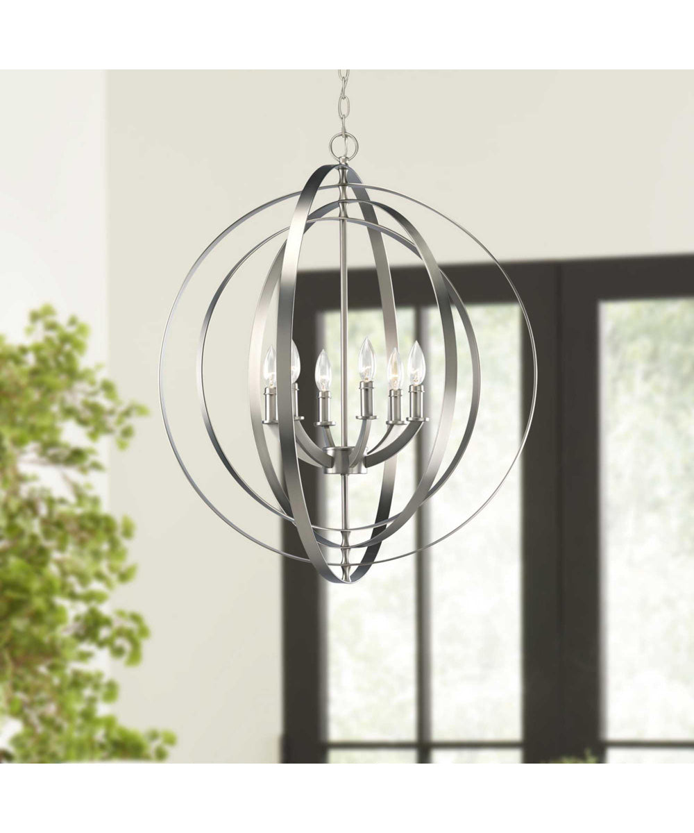 Equinox 6-Light Foyer Pendant Burnished Silver