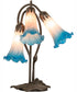 16" High Pink/Blue Tiffany Pond Lily 3 Light Accent Lamp