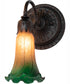 5.5" Wide Amber/Green Tiffany Pond Lily Wall Sconce
