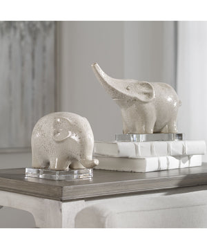 Kyan Ceramic Elephant Sculptures, Set of 2