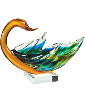 Swan Bowl Handcrafted Art Glass Sculpture