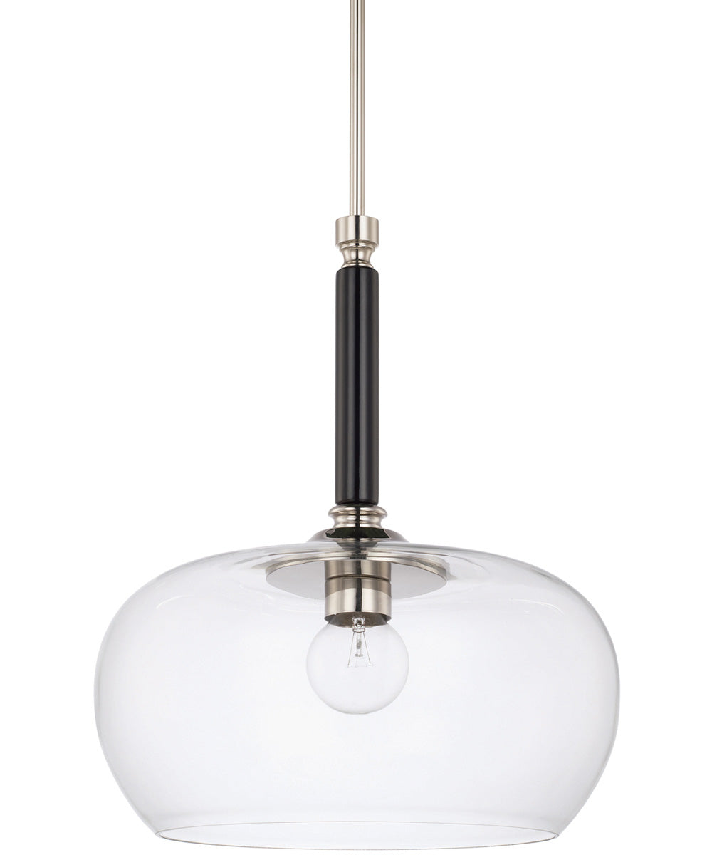 1-Light Pendant In Black Tie With Clear Glass