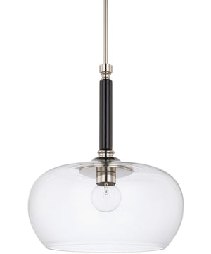 1-Light Pendant In Black Tie With Clear Glass
