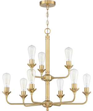 Bridgestone 9-Light Chandelier Satin Brass